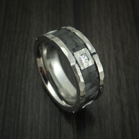 Cobalt Chrome Hammered Ring with Carbon Fiber Inlay and Diamond Custom Band