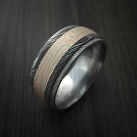 Damascus Steel Ring with Mokume Gane Inlay Custom Made Band