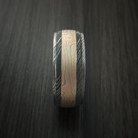 Damascus Steel Ring with Mokume Gane Inlay Custom Made Band