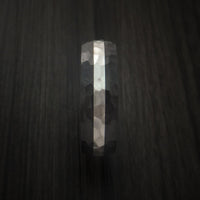 Black Titanium Hammer Finish Band Sterling Silver Inlay Ring Made to Any Sizing 3-22