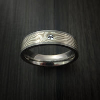 Titanium and Mokume Gane Ring with Diamond Custom Made Band