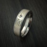 Titanium and Mokume Gane Ring with Diamond Custom Made Band