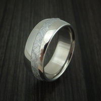 Titanium and Diagonal Meteorite Ring Custom Made Band