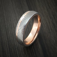 Damascus Steel 14K Rose Gold Ring Wedding Band Custom Made