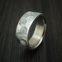 Titanium and Meteorite Hex Design Ring Custom Made Band