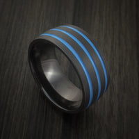 Black Zirconium Band with Tri-Color Inlay Custom Made Ring