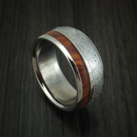 Titanium Ring with Meteorite and Desert Ironwood Burl Wood Custom Made Band