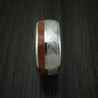 Titanium Ring with Meteorite and Desert Ironwood Burl Wood Custom Made Band