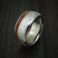 Titanium Ring with Meteorite and Desert Ironwood Burl Wood Custom Made Band