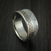 Titanium Ring with Meteorite and Etched Superconductor Custom Made Band