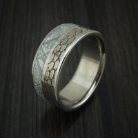 Titanium Ring with Meteorite and Etched Superconductor Custom Made Band