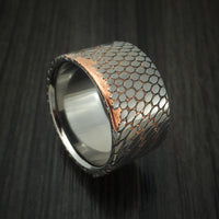 Wide Etched Superconductor Ring with Titanium Sleeve Custom Made Titanium-Niobium and Copper Band