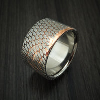 Wide Etched Superconductor Ring with Titanium Sleeve Custom Made Titanium-Niobium and Copper Band