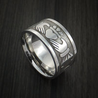 Wide Cobalt Chrome Claddagh Celtic Knot Ring Custom Made Band