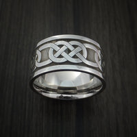 Wide Cobalt Chrome Claddagh Celtic Knot Ring Custom Made Band