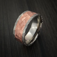 Titanium and Copper Ring with Rock Hammer Finish Custom Made
