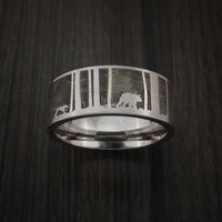 Bear and Dog in the Woods Hunter Wedding Ring Cobalt Chrome Band