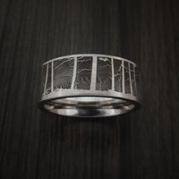 Bear and Dog in the Woods Hunter Wedding Ring Cobalt Chrome Band