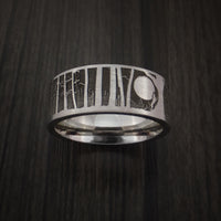 Bear and Dog in the Woods Hunter Wedding Ring Cobalt Chrome Band