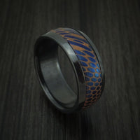 Black Zirconium and Anodized Etched Superconductor Ring Custom Made Titanium-Niobium and Copper Band