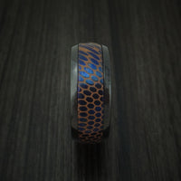 Black Zirconium and Anodized Etched Superconductor Ring Custom Made Titanium-Niobium and Copper Band