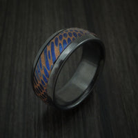 Black Zirconium and Anodized Etched Superconductor Ring Custom Made Titanium-Niobium and Copper Band