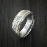 Damascus Steel and 14k Gold Custom Made Band