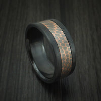 Black Titanium and Superconductor Ring Custom Made Titanium-Niobium and Copper Band