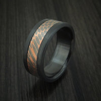 Black Titanium and Superconductor Ring Custom Made Titanium-Niobium and Copper Band
