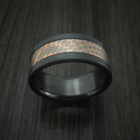 Black Titanium and Superconductor Ring Custom Made Titanium-Niobium and Copper Band