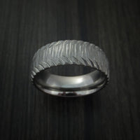 Titanium Carved Tread Design Ring Bold Unique Band Custom Made to Any Size