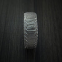 Titanium Carved Tread Design Ring Bold Unique Band Custom Made to Any Size
