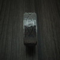 Black Titanium Hammered Infinity Design Ring with Cerakote Sleeve Custom Made Band