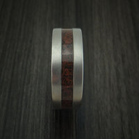 Titanium and Red Dinosaur Bone Ring Custom Made Fossil Band