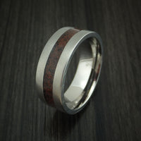 Titanium and Red Dinosaur Bone Ring Custom Made Fossil Band