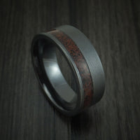 Black Zirconium and Red Dinosaur Bone Ring Custom Made Fossil Band