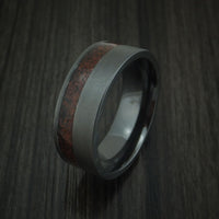 Black Zirconium and Red Dinosaur Bone Ring Custom Made Fossil Band