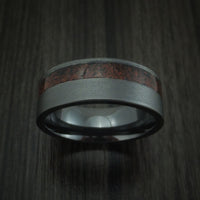 Black Zirconium and Red Dinosaur Bone Ring Custom Made Fossil Band
