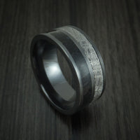 Black Titanium Black Dinosaur Bone and Gibeon Meteorite Ring Custom Made Fossil Band