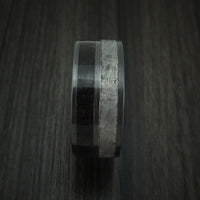 Black Zirconium Black Dinosaur Bone and Gibeon Meteorite Ring Custom Made Fossil Band