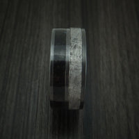 Black Titanium Black Dinosaur Bone and Gibeon Meteorite Ring Custom Made Fossil Band