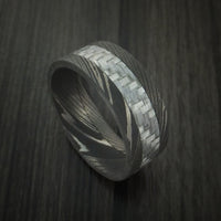 Damascus Steel and Carbon Fiber Ring Custom Made Band