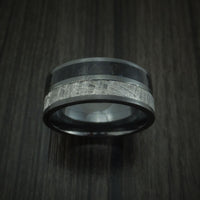 Black Zirconium Black Dinosaur Bone and Gibeon Meteorite Ring Custom Made Fossil Band