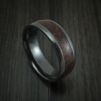 Black Zirconium and Red Dinosaur Bone Ring Custom Made Fossil Band