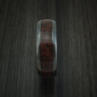 Black Zirconium and Red Dinosaur Bone Ring Custom Made Fossil Band