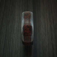 Black Titanium and Red Dinosaur Bone Ring Custom Made Fossil Band