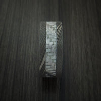 Damascus Steel and Carbon Fiber Ring Custom Made Band