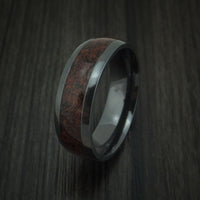 Black Zirconium and Red Dinosaur Bone Ring Custom Made Fossil Band