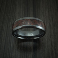 Black Zirconium and Red Dinosaur Bone Ring Custom Made Fossil Band