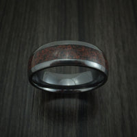 Black Titanium and Red Dinosaur Bone Ring Custom Made Fossil Band